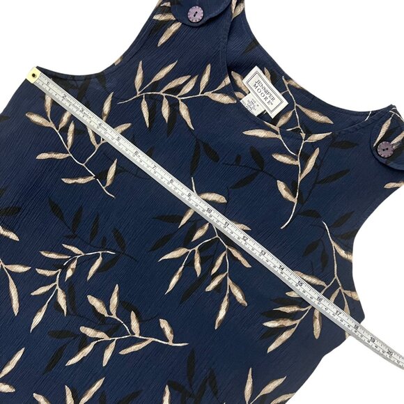 Vtg Jennifer Moore Silk Fall Floral Print Sleeveless Maxi Dress Navy 6 Grunge - Picture 7 of 10